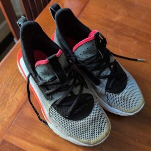 Under Armour Black and Gray Kid's Sneakers with Red Accents